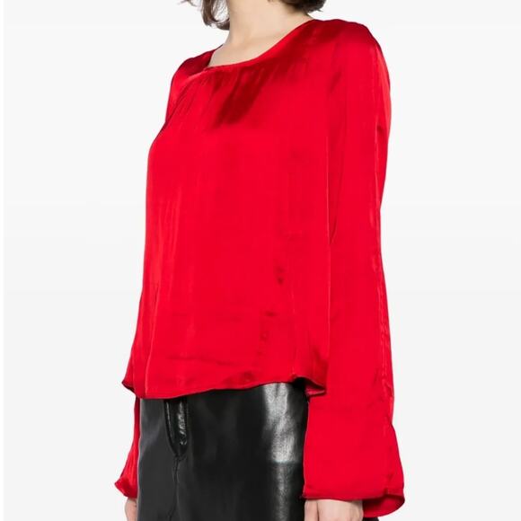 NWT Free People Arabella Satin Rubies Red Tie Back Blouse Sz XS Party Going Out - Picture 3 of 14